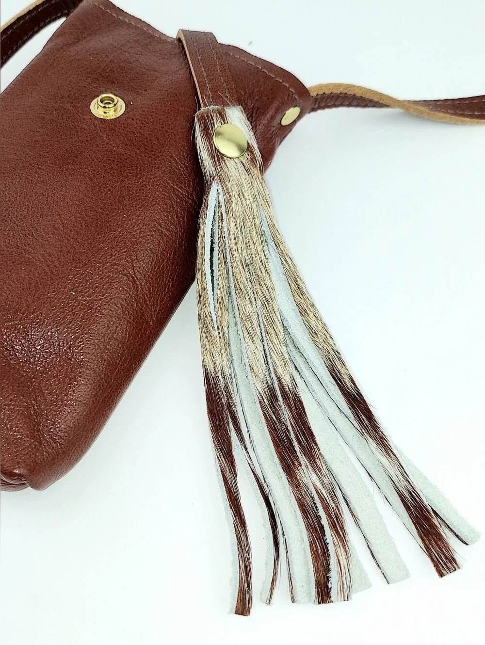Beaudin Designs Leather Tassel Phone Crossbody Bag